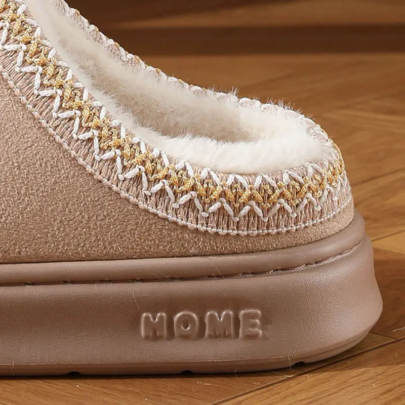 Fluffy Platform Home Cotton Slippers Women 2024 Winter Soft Thick Bottom Indoor Slippers Woman Non-Slip Flat Heels House Shoes