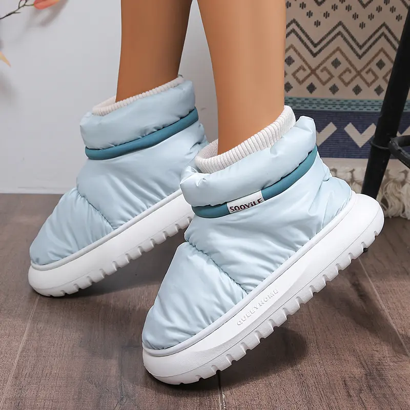 Women's Waterproof Down Cotton Padded Shoes Warm Plush Thick Bottom Snow Boots Women 2023 Platform Non-Slip Winter Ankle Boots