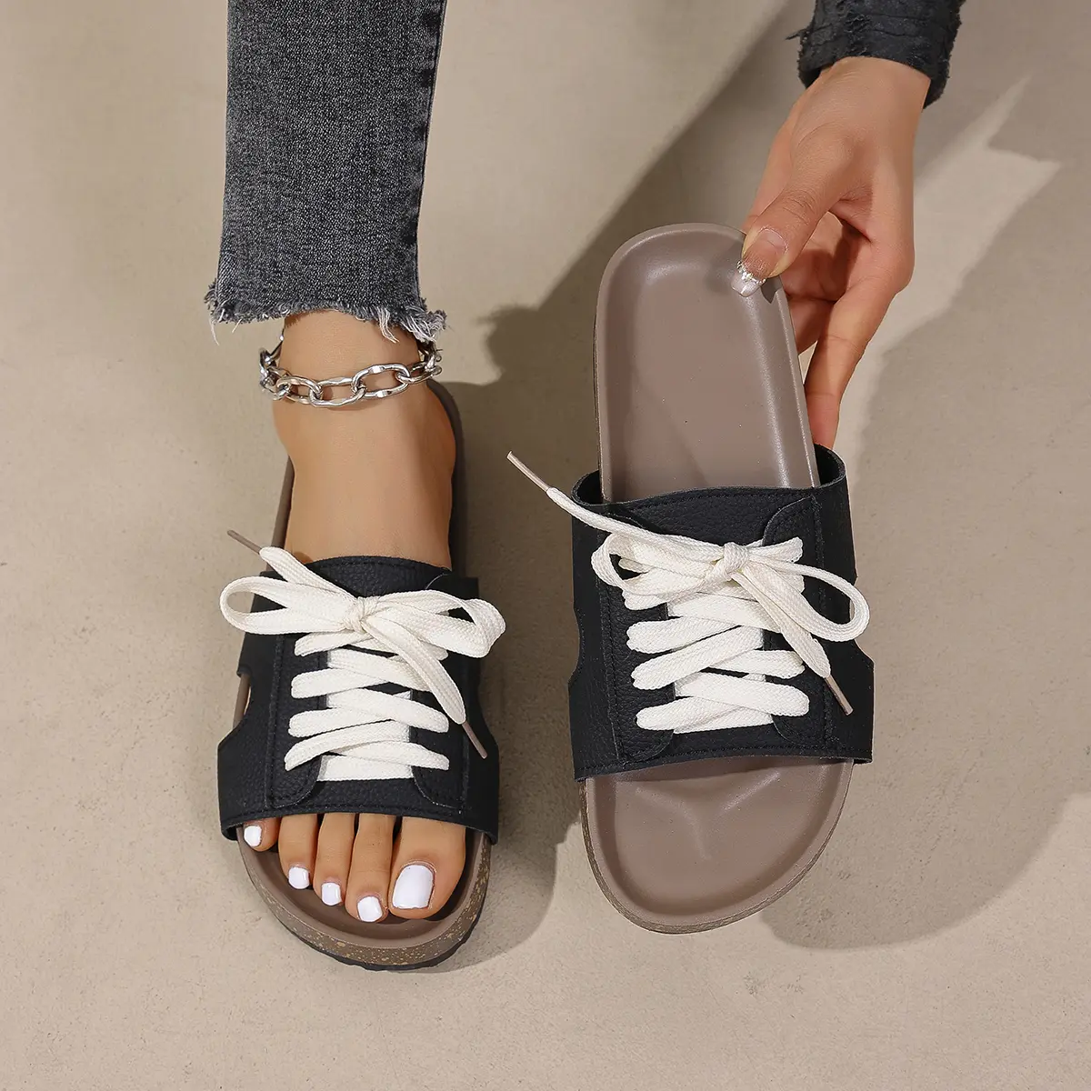 Classic Cork Footbed Clogs Sandals Women 2025 Summer Retro Flat Heels Birken Slippers Woman Non Slip Outdoor Mule Shoes Slides