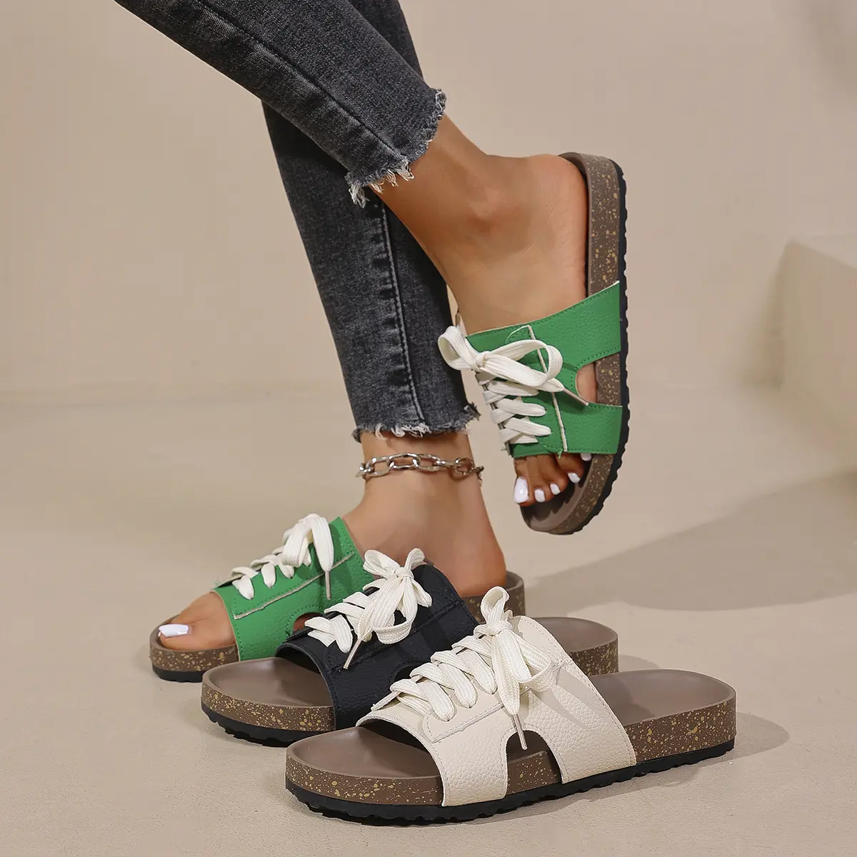 Classic Cork Footbed Clogs Sandals Women 2025 Summer Retro Flat Heels Birken Slippers Woman Non Slip Outdoor Mule Shoes Slides