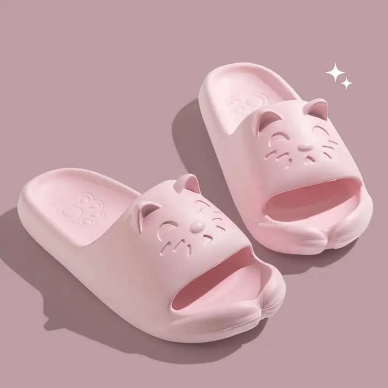 Women's Cute Cartoon Cat Eva Slippers Comfortable Soft Sole Indoor Home Slippers Woman Summer Lightweight Non Slip Outdoor Slide