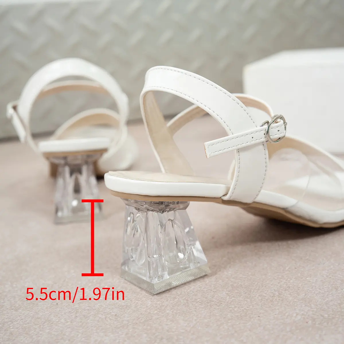 Transparent Pvc High Heels Sandals Women 2025 Summer Ankle Straps Thick Heeled Sandals Woman White Square Toe Party Pumps Ladies