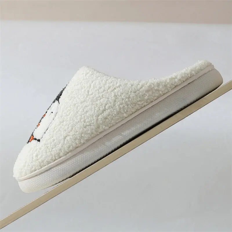 Cute Halloween Style Embroidery Slippers Women 2025 Winter Flat Heels Indoor Home Slippers Woman Comfort Non Slip Bedroom Shoes