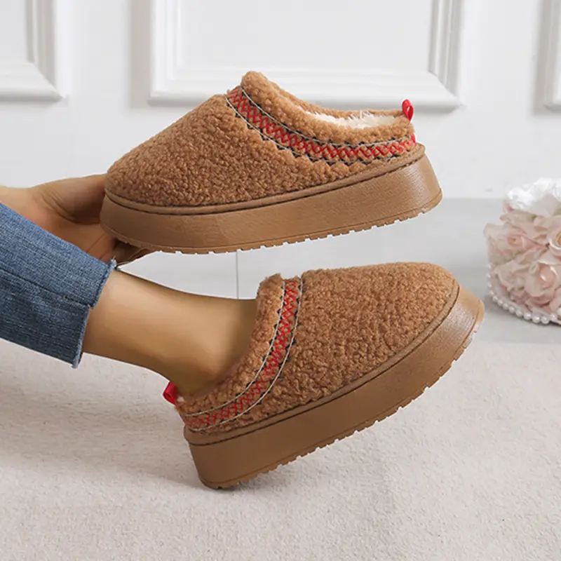 Bohemian Style Faux Fur Snow Boots Women 2025 Winter Warm Thicken Plush Cotton Boots Woman Anti Slip Thick Bottom Ankle Botas