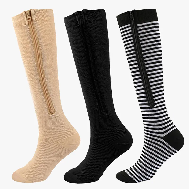 1 Pair Medical Zipper Compression Socks Running Sport Socks Women Men High Elasticity Pressure Stocking for Edema Varicose Veins