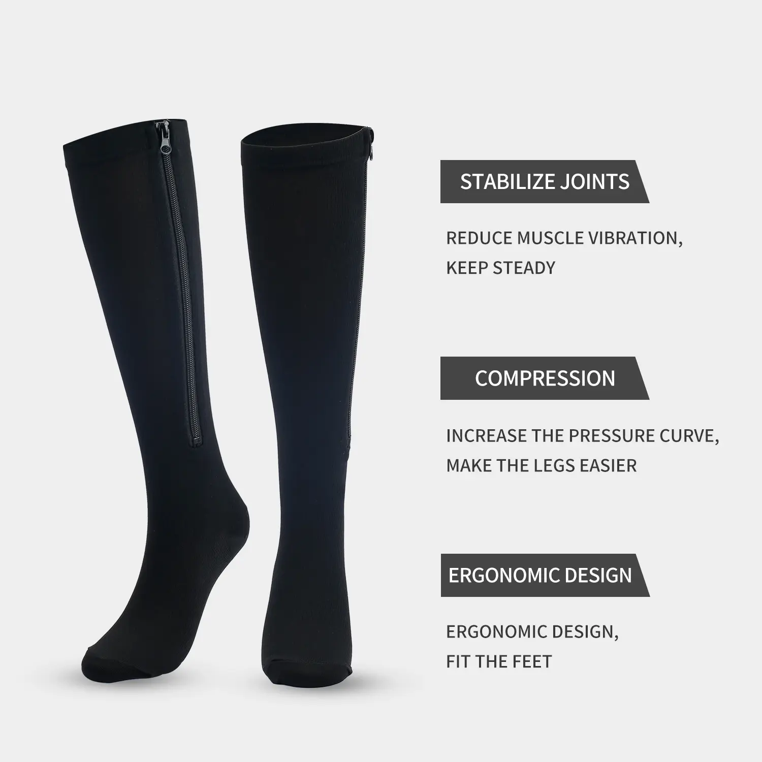 1 Pair Medical Zipper Compression Socks Running Sport Socks Women Men High Elasticity Pressure Stocking for Edema Varicose Veins