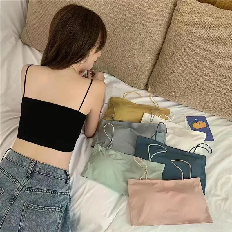 Sexy Tank Top Black Halter Crop Tops Women Summer Camis Backless Camisole Fashion Casual Tube Top Female Sleeveless Cropped Vest