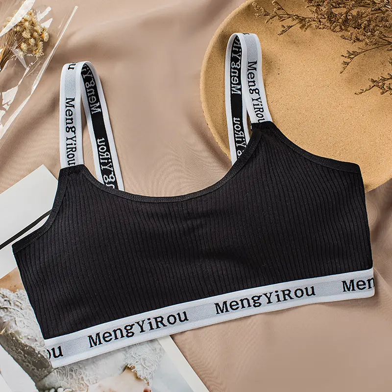 Sexy seamless bra women cotton bra casual letter bra detachable padded sling top fitness breathable bras without steel ring топ