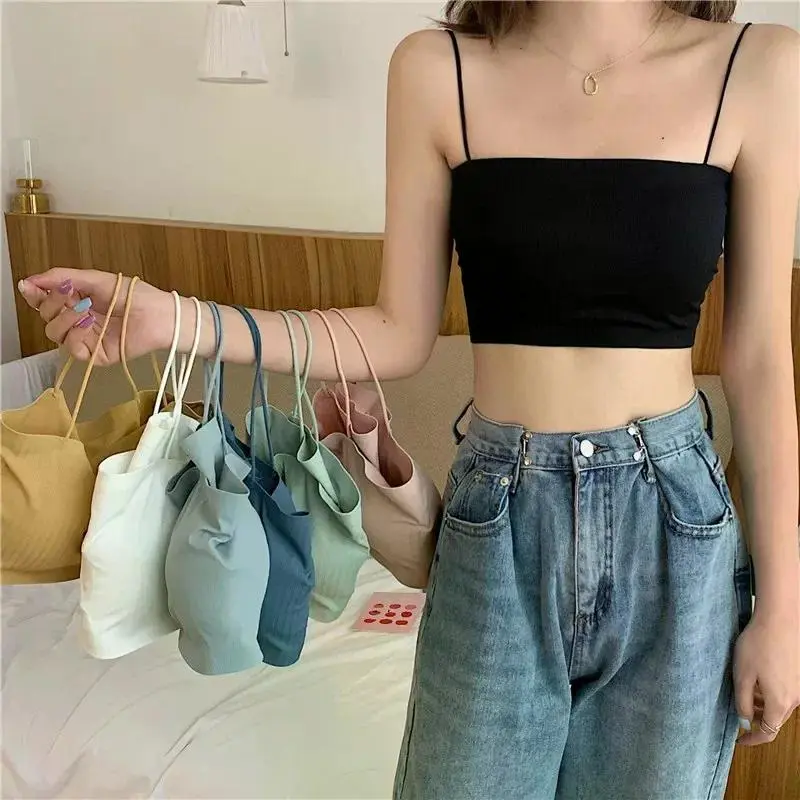 Sexy Tank Top Black Halter Crop Tops Women Summer Camis Backless Camisole Fashion Casual Tube Top Female Sleeveless Cropped Vest