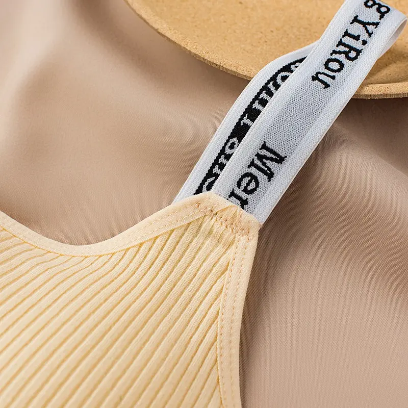 Sexy seamless bra women cotton bra casual letter bra detachable padded sling top fitness breathable bras without steel ring топ