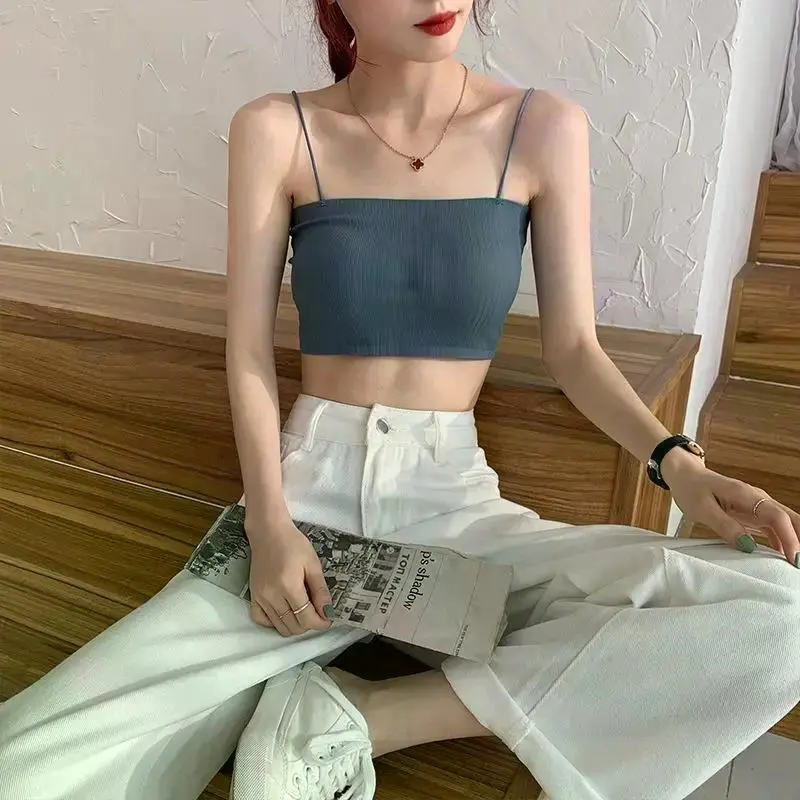 Sexy Tank Top Black Halter Crop Tops Women Summer Camis Backless Camisole Fashion Casual Tube Top Female Sleeveless Cropped Vest