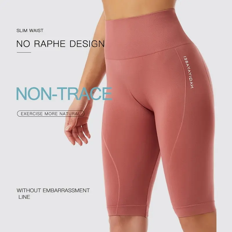 Women Fitness Shorts Seamless High Waist Elastic Push Up Gym Yoga Short Breathable Quick Dry Solid Slim Jogging Sport Shorts