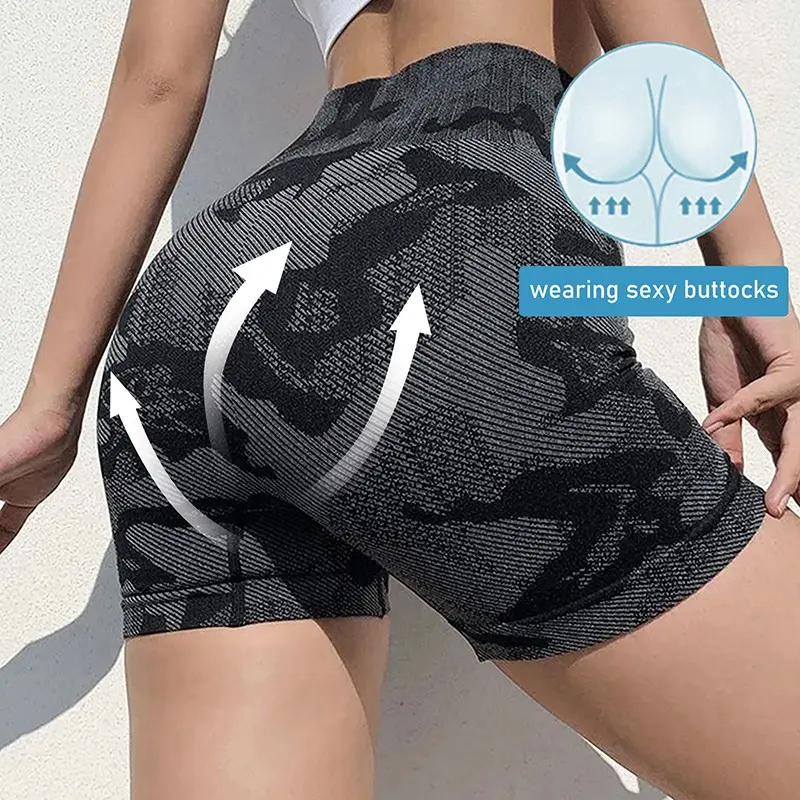 Camo Seamless Shorts Women Cycling shorts High Waist Yoga Short Fitness  Scrunch Butt Sports Shorts Gym Legging Sportswear