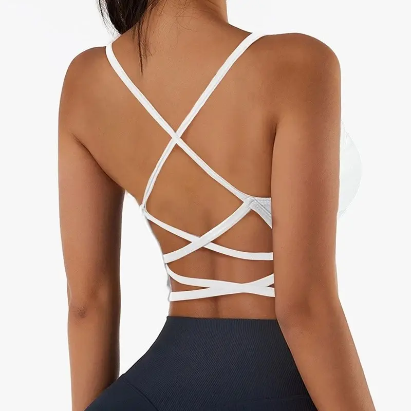 Sexy bra Top Women Cross Strap Sports bra High Impact For Gym Fitness Female Pad Sportswear Tank Top Yoga Push Up Crop Top
