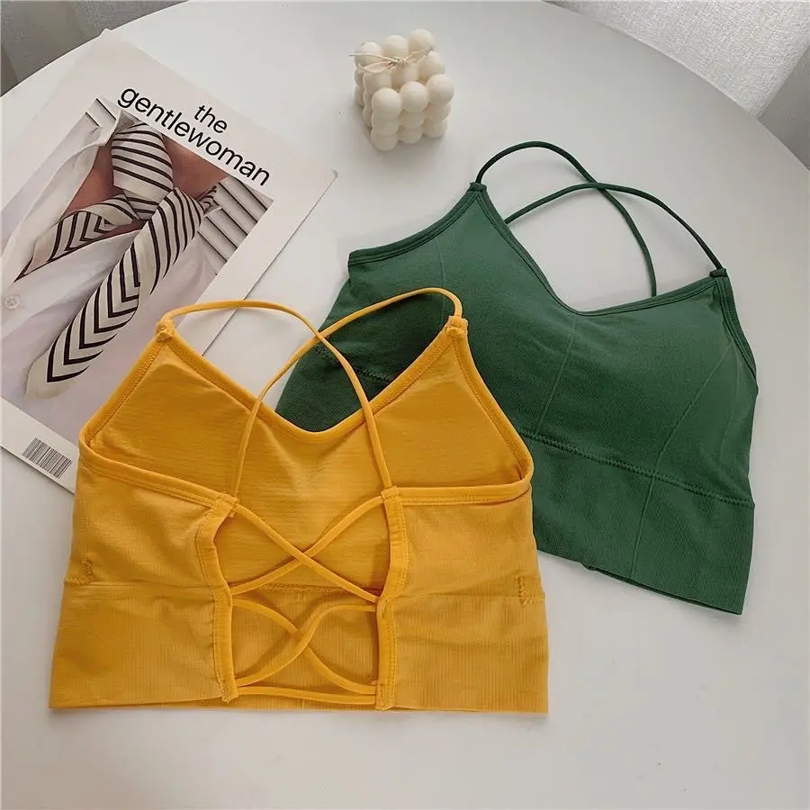 Sexy bra Top Women Cross Strap Sports bra High Impact For Gym Fitness Female Pad Sportswear Tank Top Yoga Push Up Crop Top