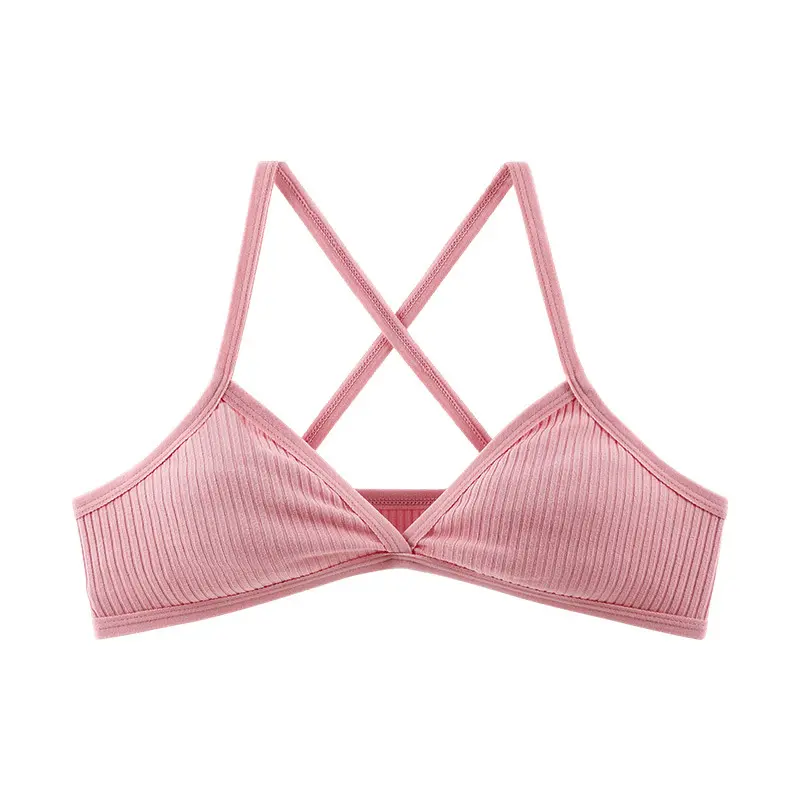 Comfort Cotton Bras For Women Thin Sport Style Unlined Bralette Sexy Deep V Triangle Cup Cross Beauty Back Bra