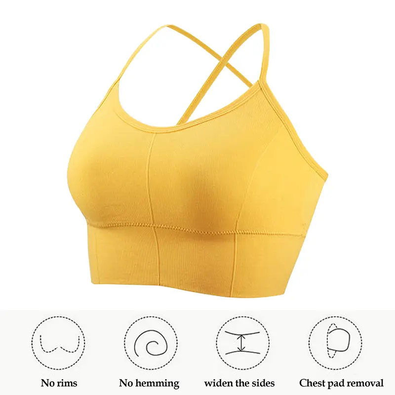 Sexy bra Top Women Cross Strap Sports bra High Impact For Gym Fitness Female Pad Sportswear Tank Top Yoga Push Up Crop Top