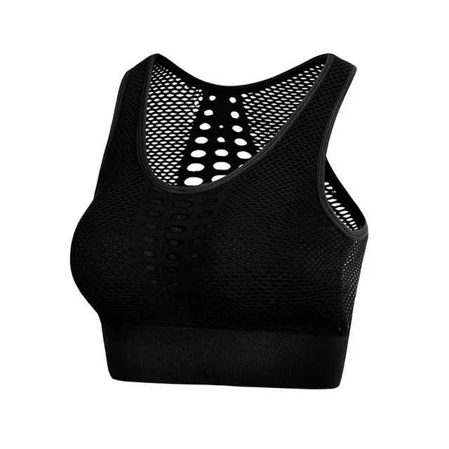 Seamless Mesh Women Sports Bras Fitness Gym Running Underwear Shockproof Bra Wireless Crop Top Breathable Yoga Bra