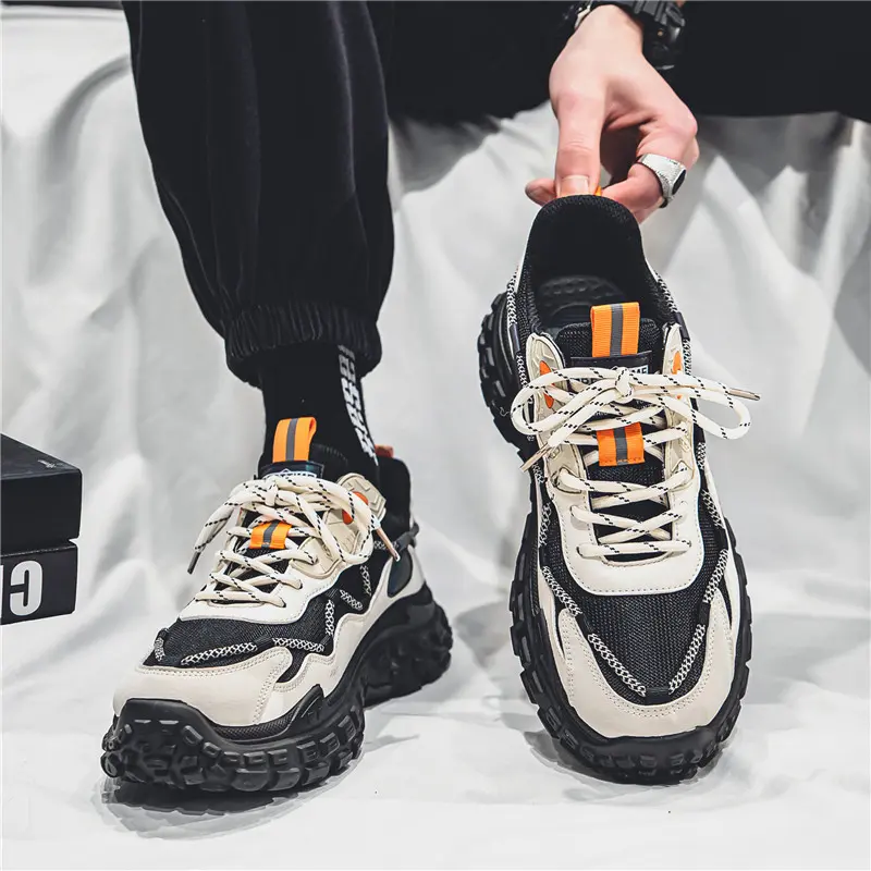 Men's Fashion Shoes in Summer Breathable Mesh Versatile for Sports Leisure Running Thick Soled Tires shoes Size 39-44