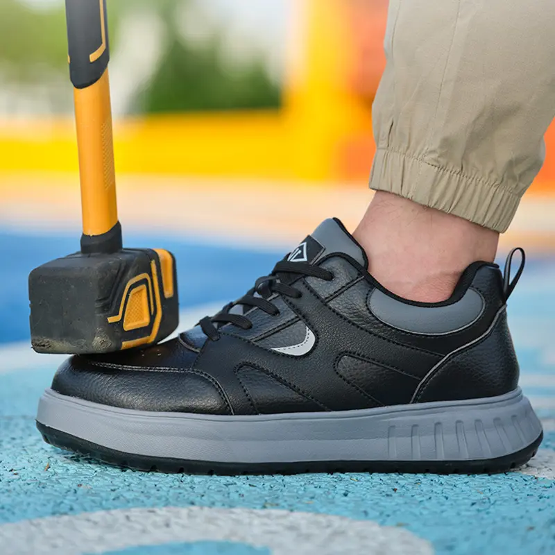 Trendy Work Protection Shoes Mens Anti Smash Anti Puncture Steel Toe Safety Protective Shoes Fashion Lightweight Skateboard Shoe
