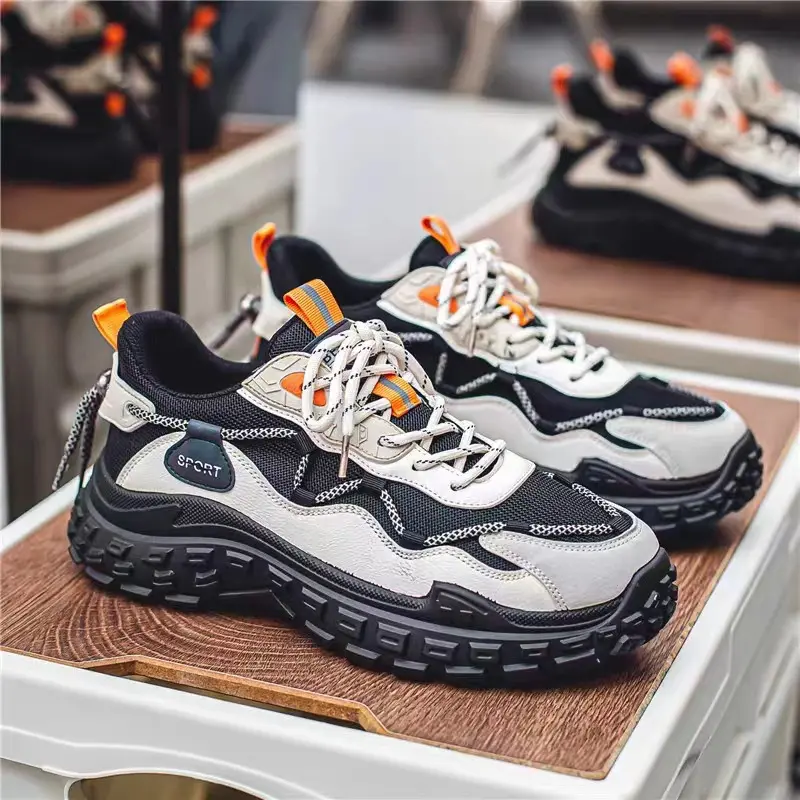 Men's Fashion Shoes in Summer Breathable Mesh Versatile for Sports Leisure Running Thick Soled Tires shoes Size 39-44