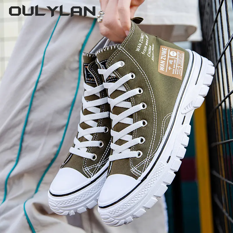 2024 Summer Men's High Top Canvas Shoes Men's Trendy Casual Shoes Hong Kong Style Fashion Board Shoes