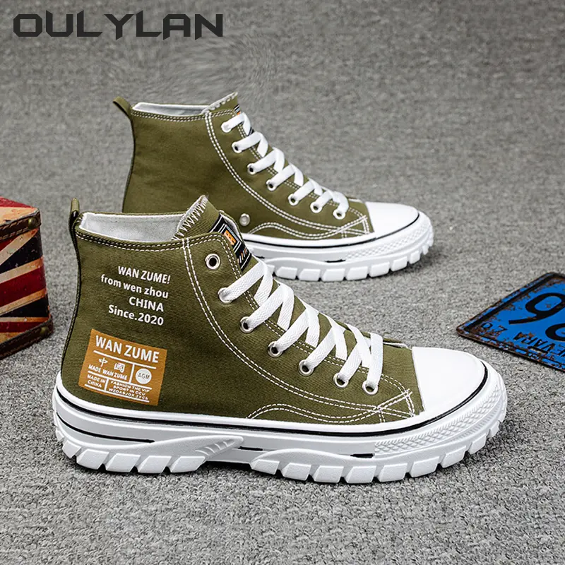 2024 Summer Men's Shoes High Top Canvas Shoes Men Trendy Casual Sneakers Classic Style Fashion Black White Board Shoes Footwear