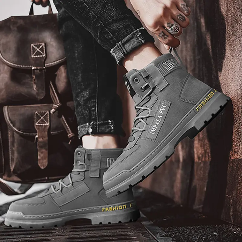 High Cut British Style Retro Work Boots for Men's Outdoor Waterproof Mountaineering Desert Combat Boots Size 39-44