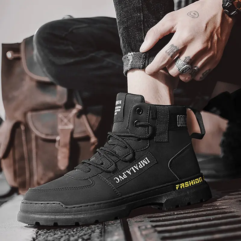 High Cut British Style Retro Work Boots for Men's Outdoor Waterproof Mountaineering Desert Combat Boots Size 39-44