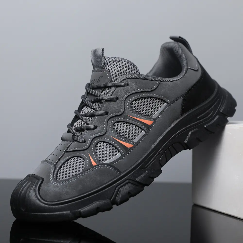 Oulylan Man Lace-up Sports Shoes Low-top Casual Shoes Thick-soled Breathable Mesh Shoes Slip-resistant Outdoor Hiking Shoes