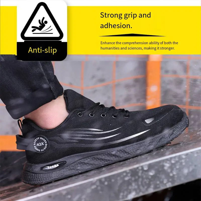 Comfortable Work Shoes Men Anti-smashing Puncture Steel-headed Anti Slip Abrasion Resistant Breathable Lightweight Safety Shoes