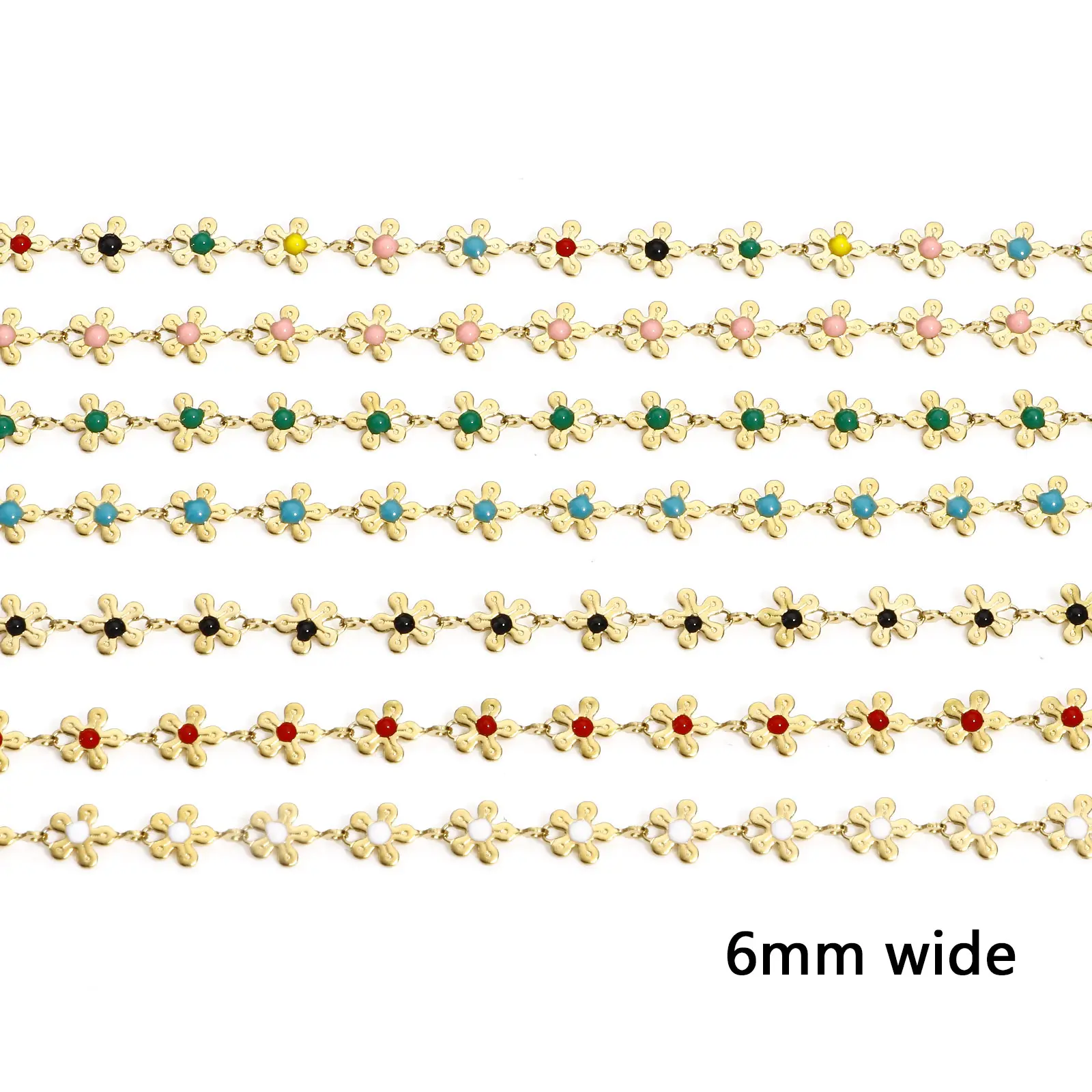 1 M 304 Stainless Steel Handmade Link Chain For Handmade DIY Jewelry Making Findings Flower Gold Color Chain 6mm