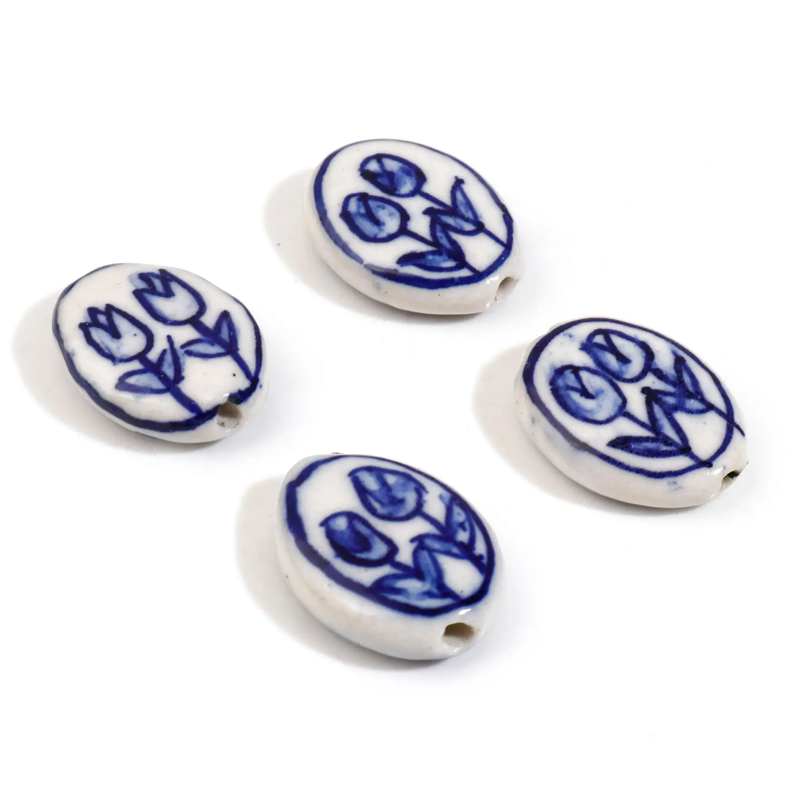 5PCs Ceramic Tulip Flower Beads For DIY Jewelry Making Bracelets Necklace Findings