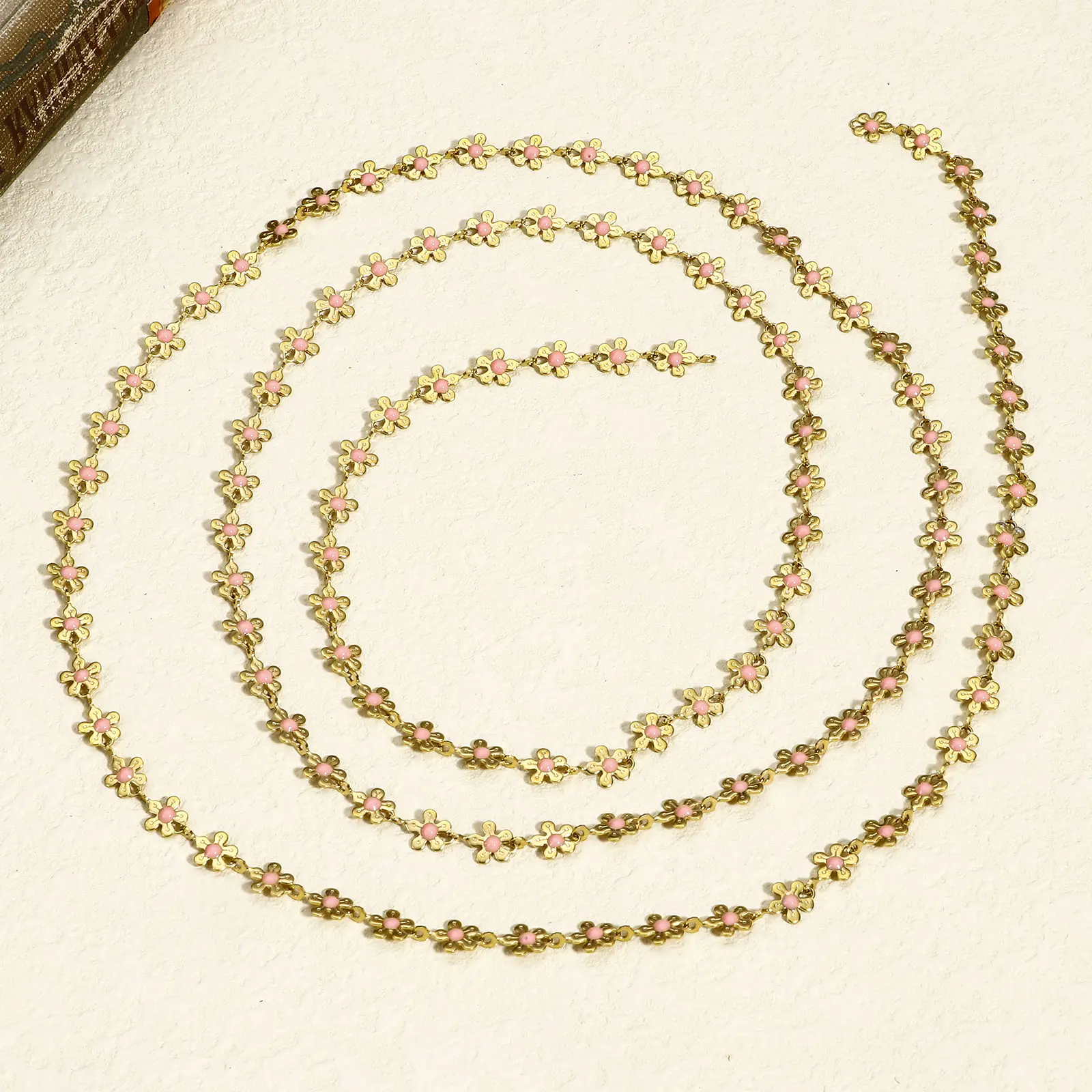 1 M 304 Stainless Steel Handmade Link Chain For Handmade DIY Jewelry Making Findings Flower Gold Color Chain 6mm