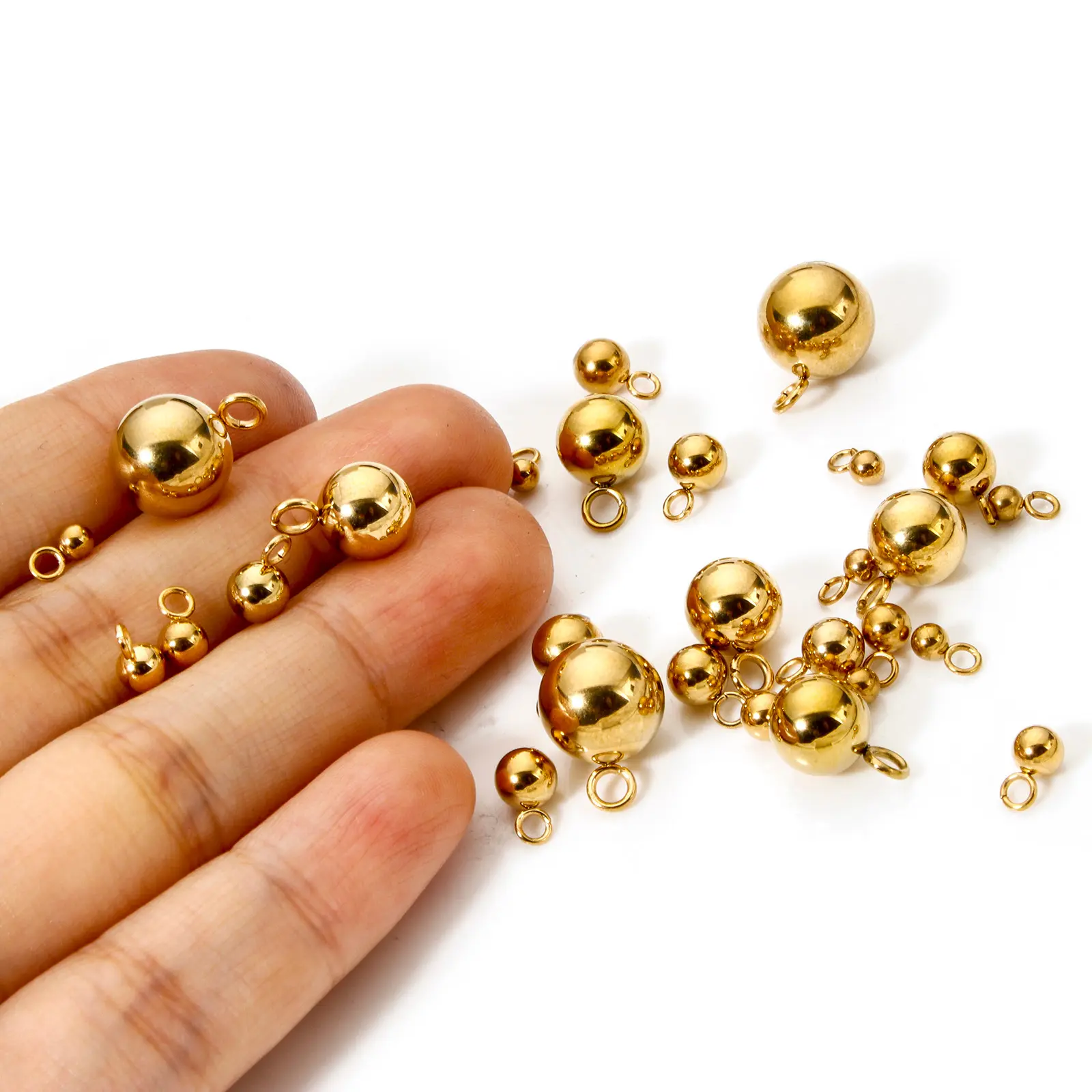 20Piece 304 Stainless Steel Solid Ball Shaped Charms Bead Pendants for DIY Necklaces Earrings Jewelry Making Findings Supplies