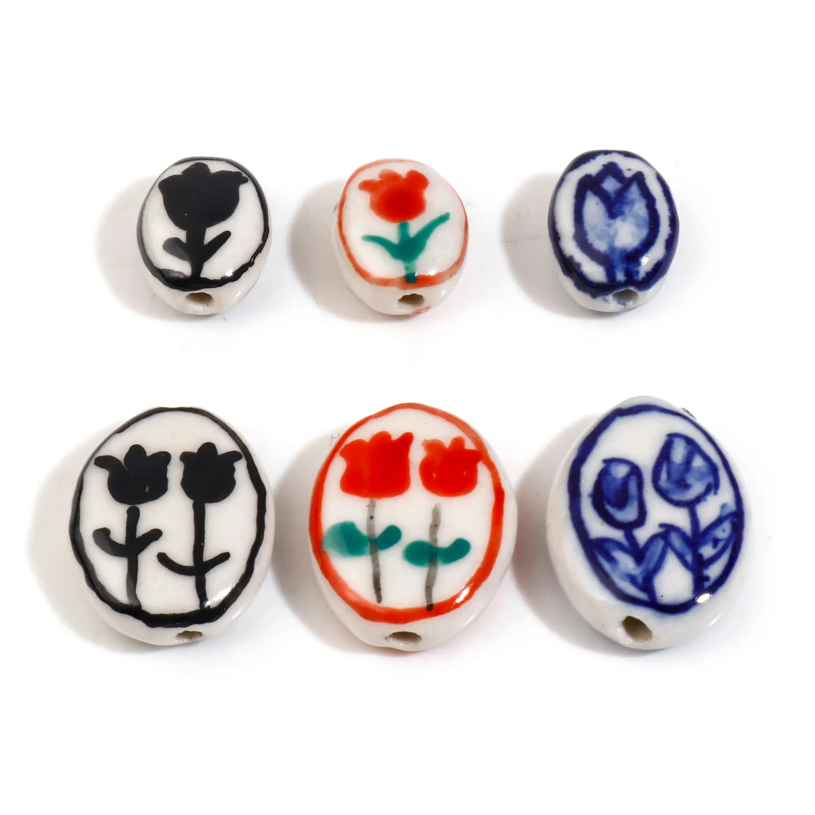 5PCs Ceramic Tulip Flower Beads For DIY Jewelry Making Bracelets Necklace Findings
