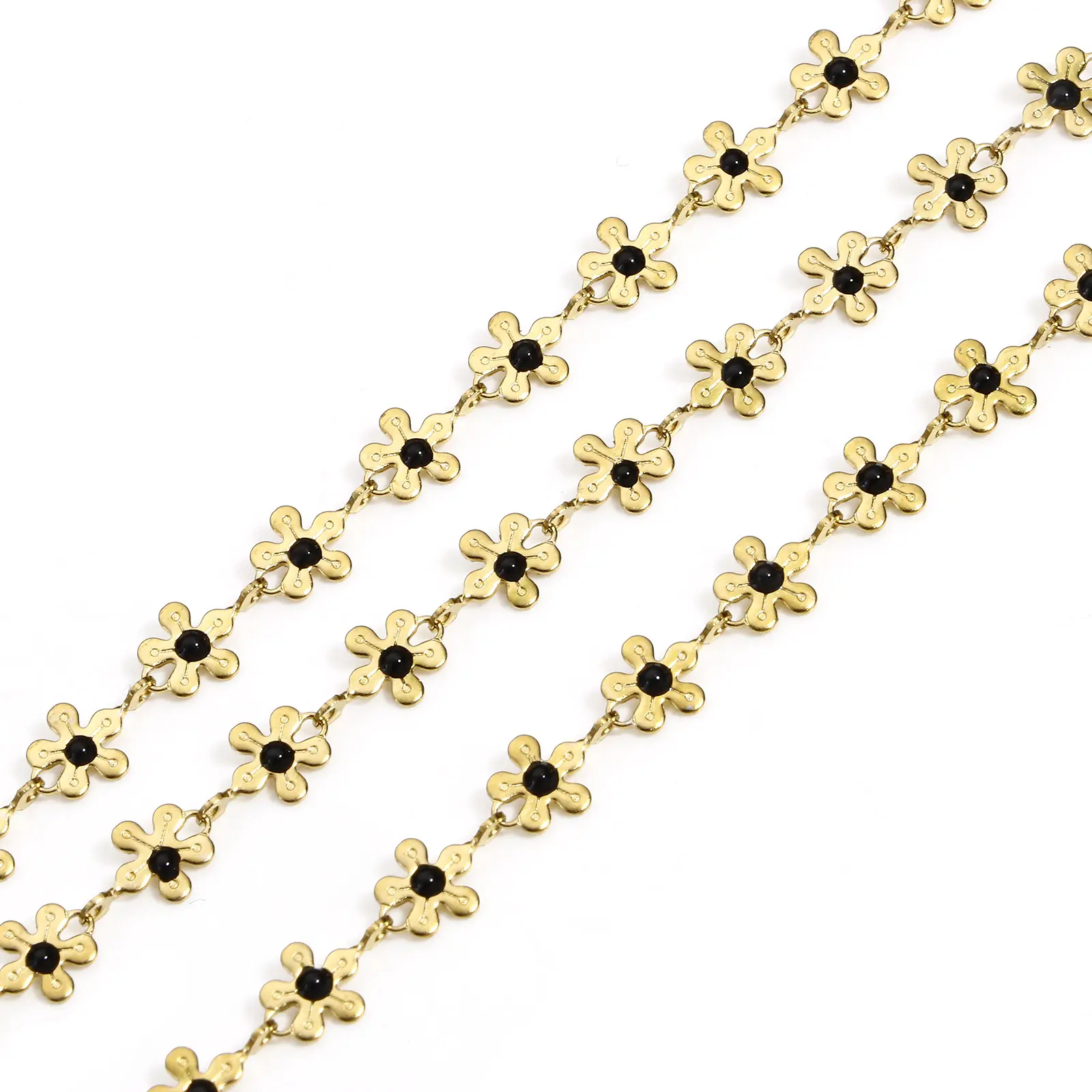 1 M 304 Stainless Steel Handmade Link Chain For Handmade DIY Jewelry Making Findings Flower Gold Color Chain 6mm