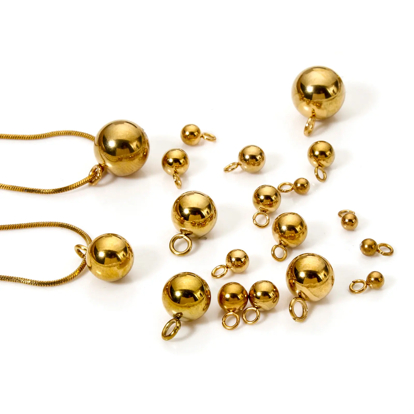 20Piece 304 Stainless Steel Solid Ball Shaped Charms Bead Pendants for DIY Necklaces Earrings Jewelry Making Findings Supplies