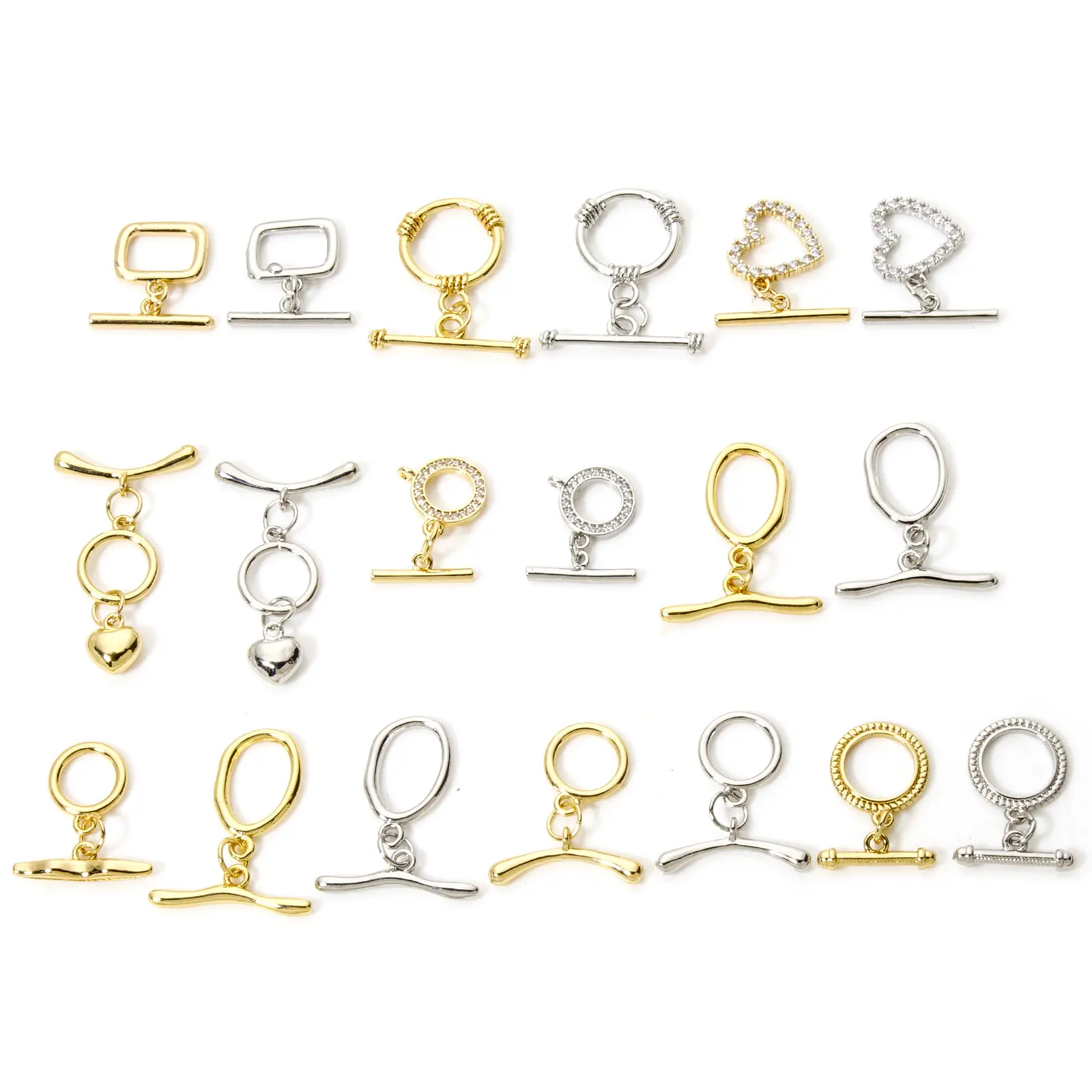 2/4/8 Sets OT Brass Toggle Clasps Round Heart Jewelry Clasp Connector For Necklace Bracelet Making Accessories DIY Fittings