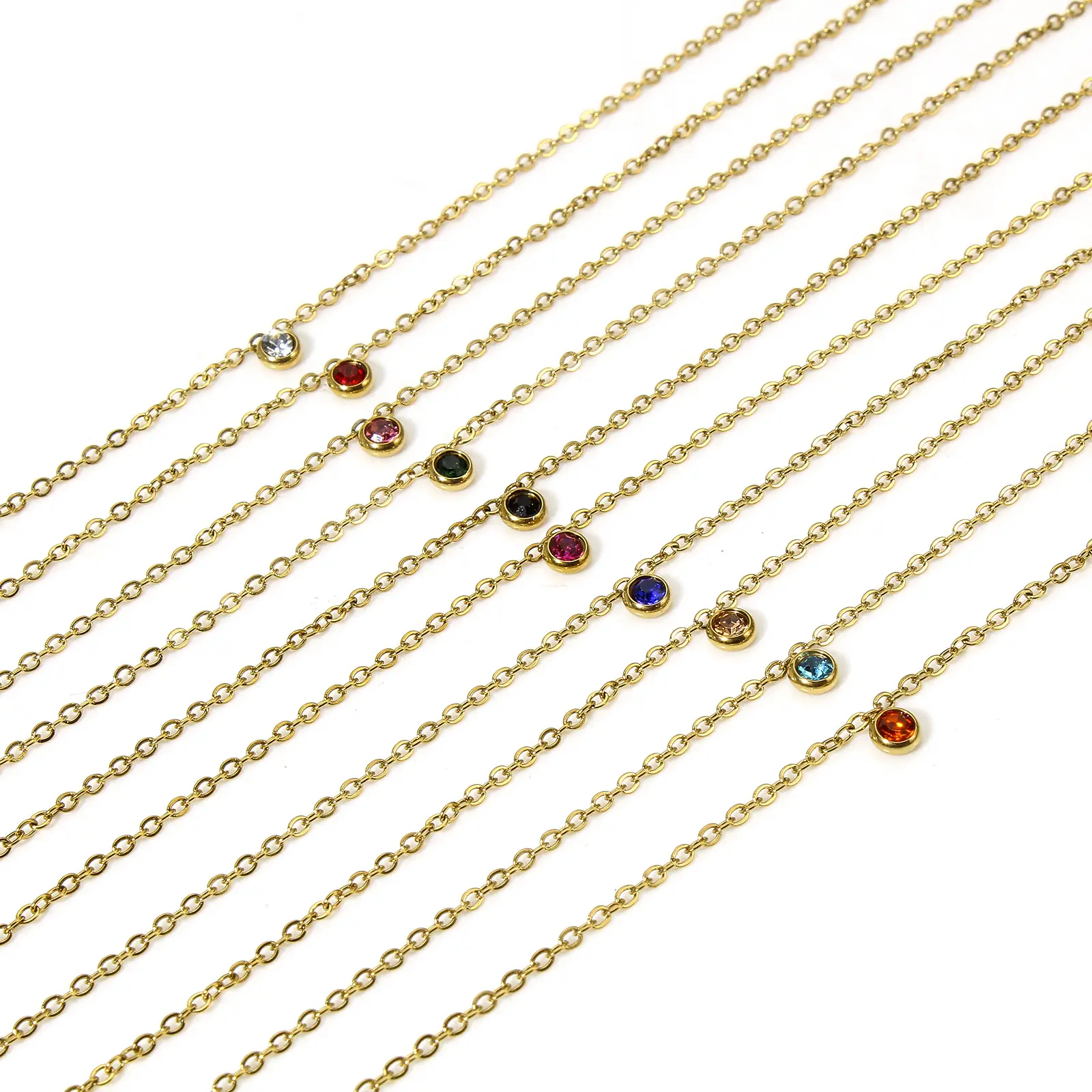 304 Stainless Steel Anklet Colorful Round Rhinestone Charms Anklet Gold Color For Women Foot Chain Summer Beach Jewelry 22cm