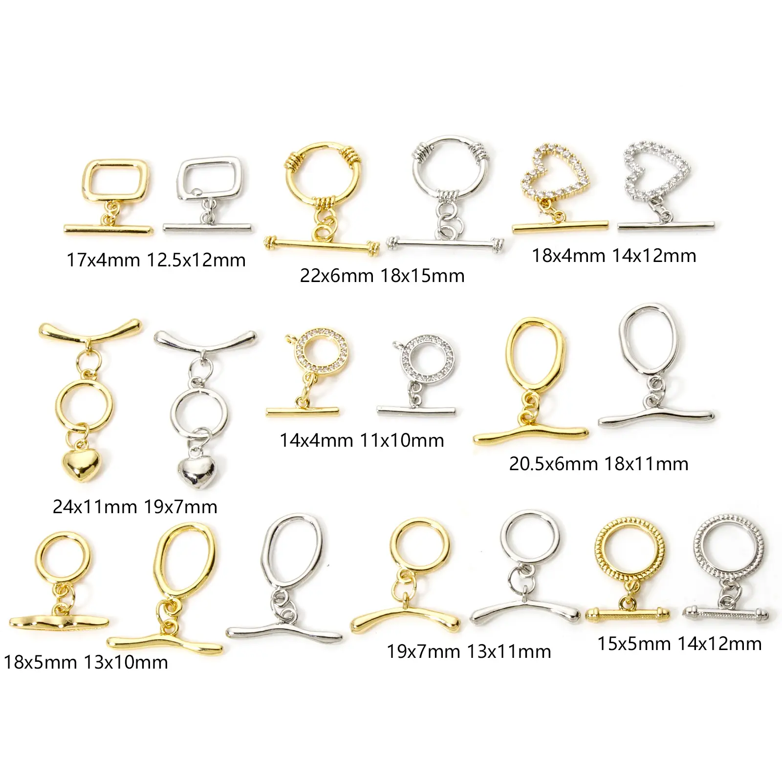 2/4/8 Sets OT Brass Toggle Clasps Round Heart Jewelry Clasp Connector For Necklace Bracelet Making Accessories DIY Fittings