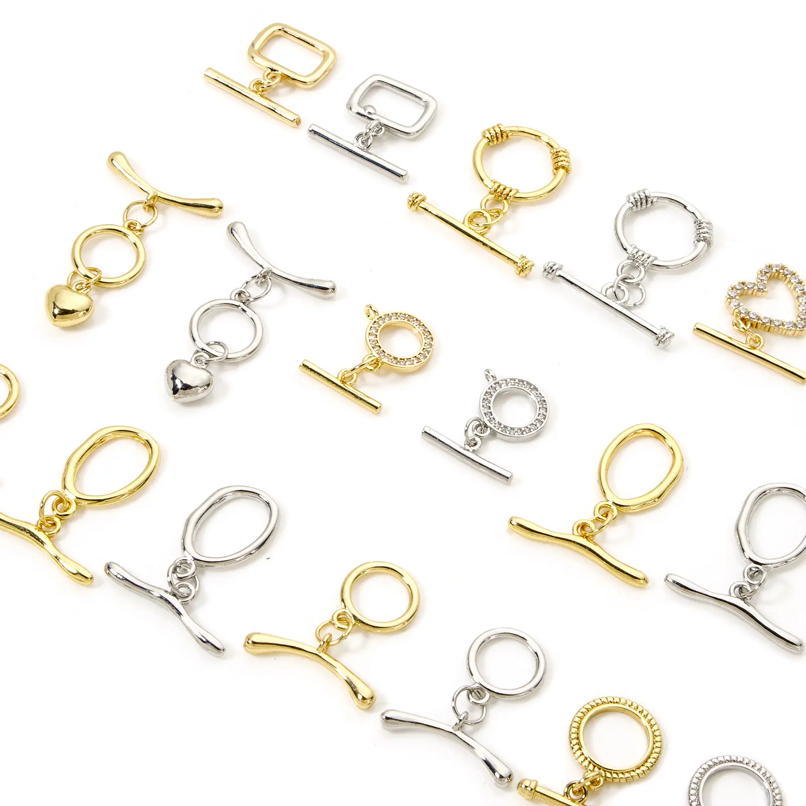 2/4/8 Sets OT Brass Toggle Clasps Round Heart Jewelry Clasp Connector For Necklace Bracelet Making Accessories DIY Fittings
