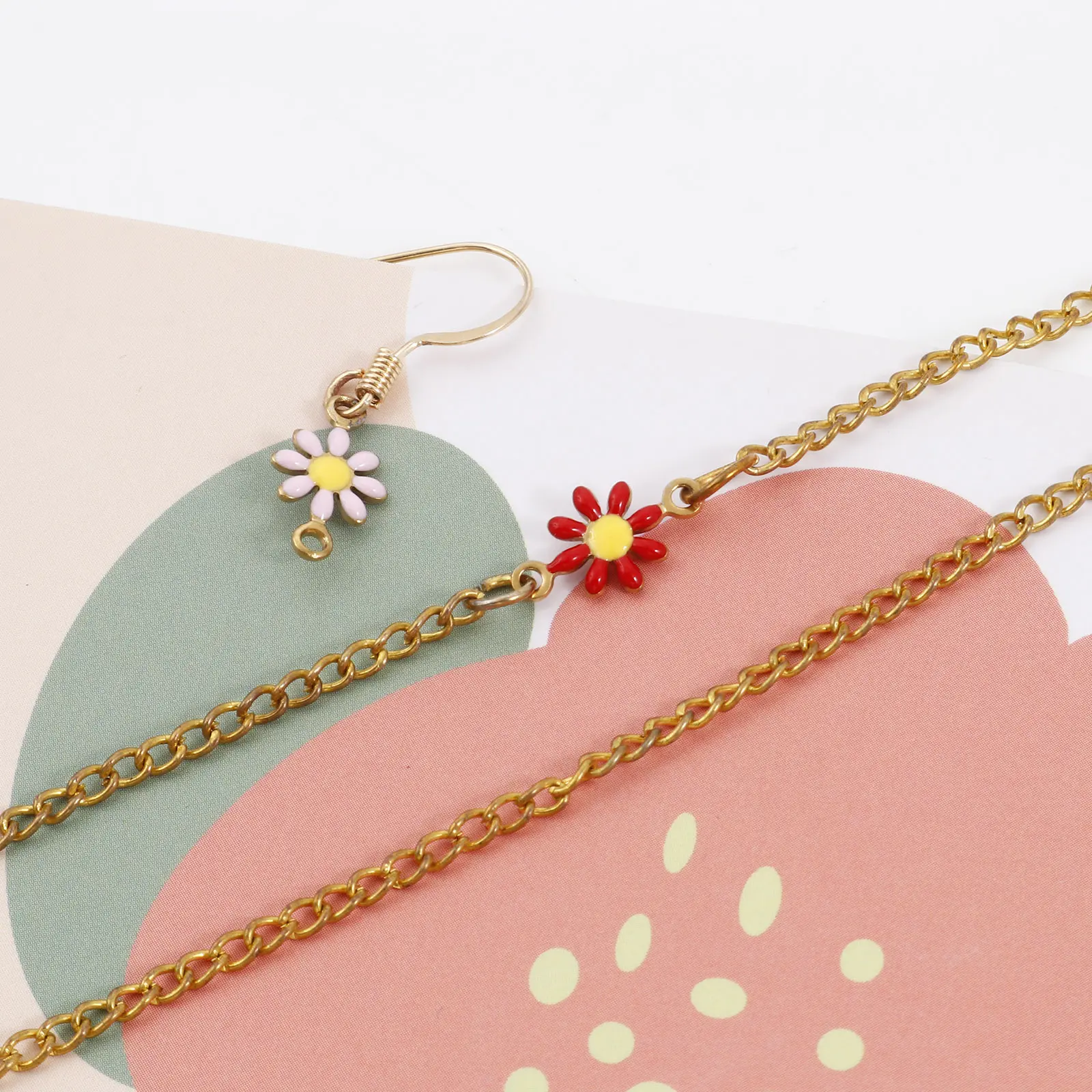 304 Stainless Steel Connectors Gold Color Daisy Flower Enamel For DIY Earring Necklace Jewelry Making 13mm x 7.5mm, 10 Piece