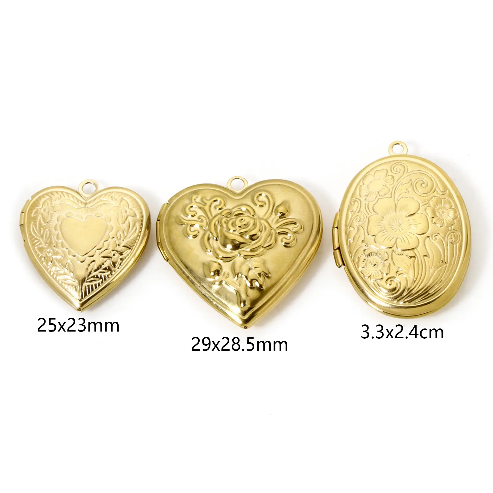 1 Piece 304 Stainless Steel Picture Photo Locket Frame Pendants 14K Real Gold Plated Heart Leaf Can Open Charms DIY Necklace