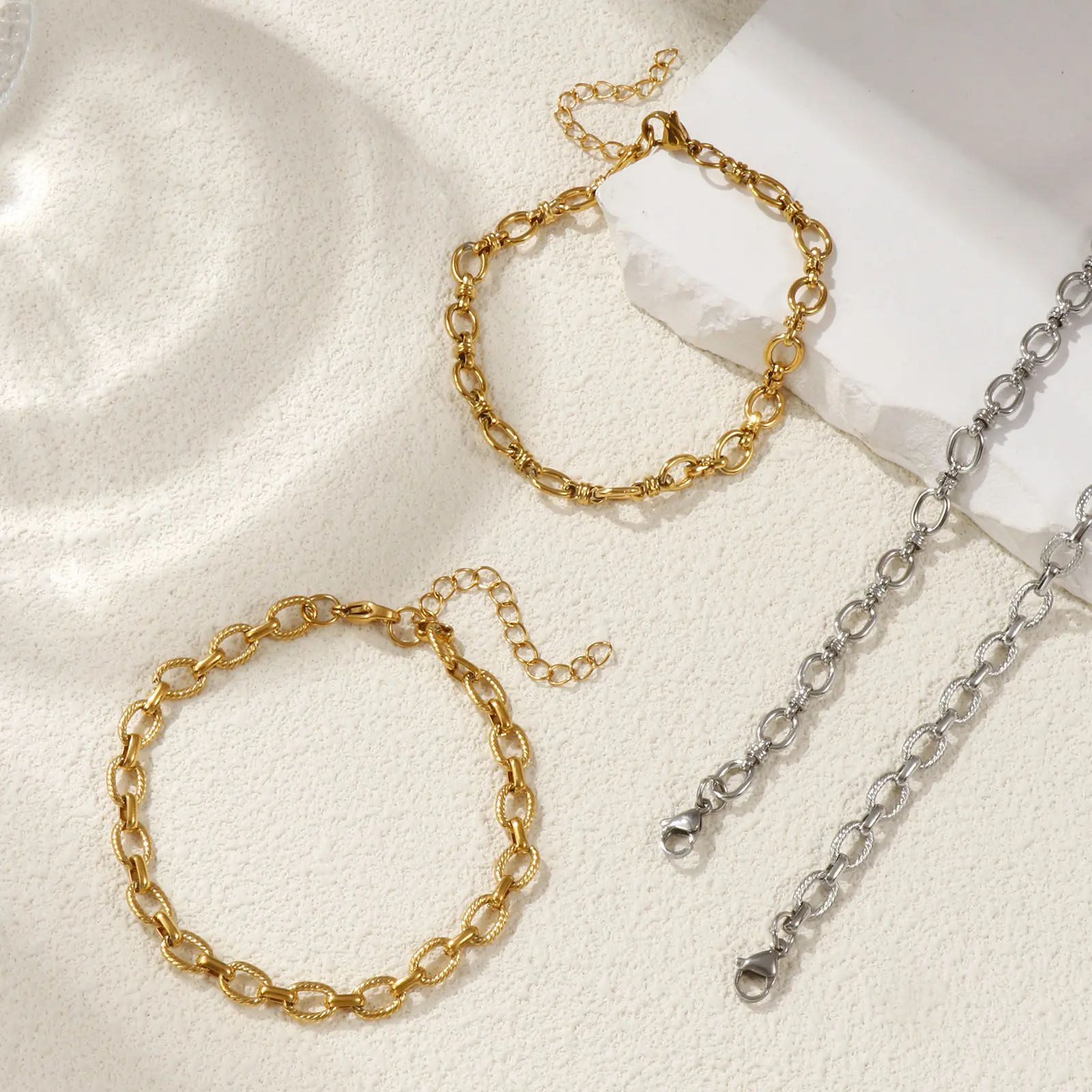 1 Piece Stylish 304 Stainless Steel Link Cable Chain Anklet  Beach Foot Leg Chain Unisex Daily Simplicity Gift 22cm(8.7") long