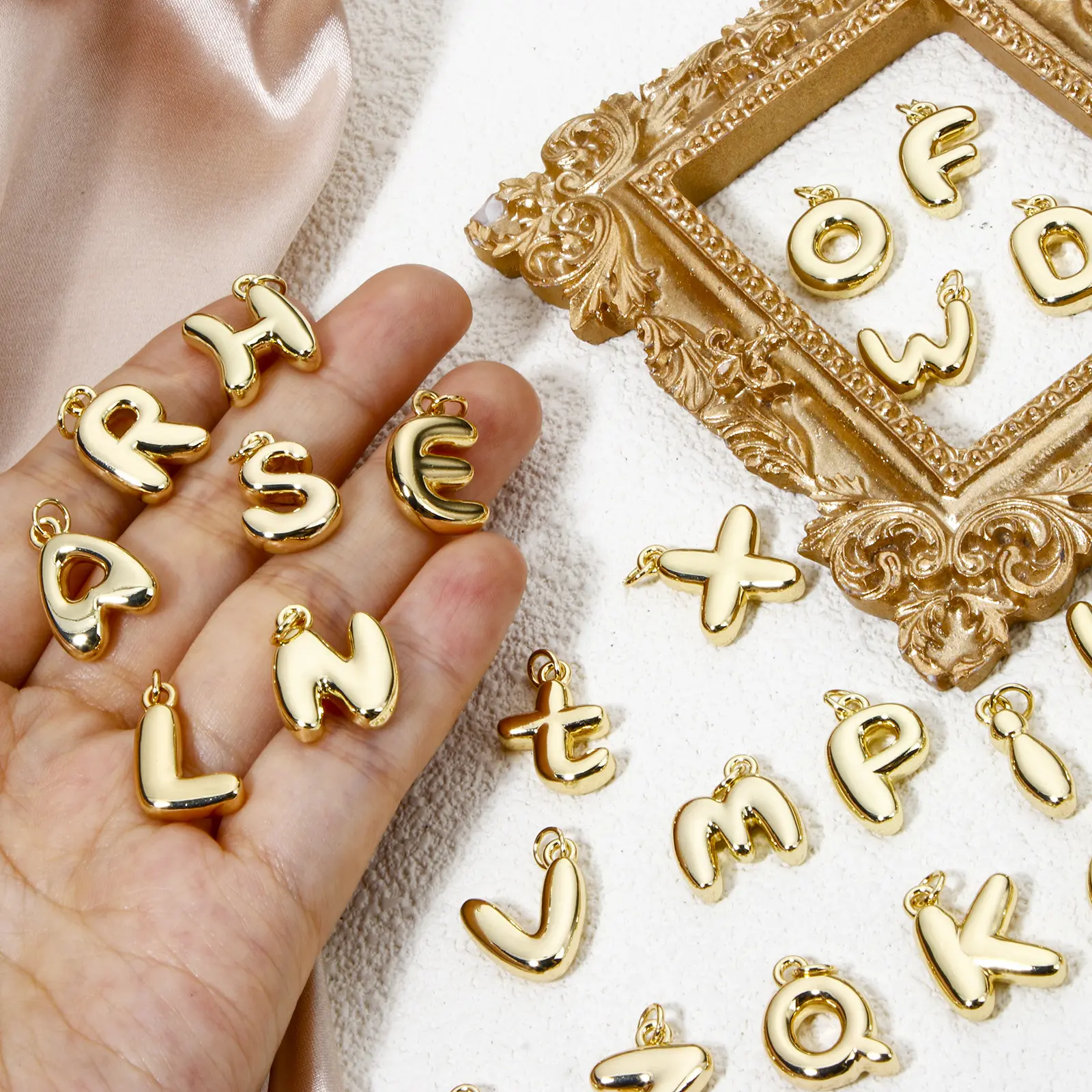 1Pcs English Letter Brass Charms 18K Real Gold Plated Capital Alphabet Initial A-Z Pendant Personalized Jewelry Making Finding