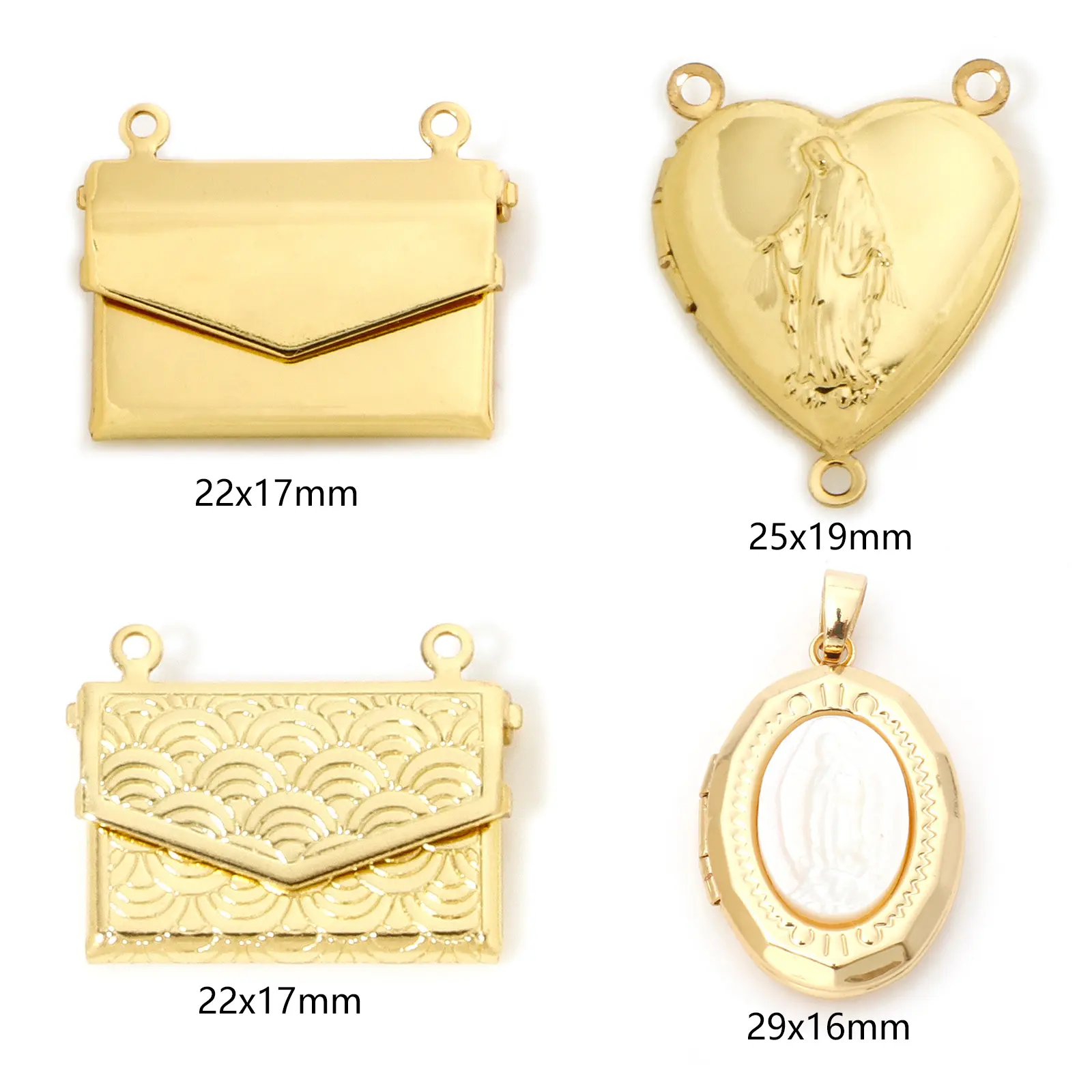 1 Piece Brass Charms 18K Real Gold Plated Can Open Photo Box Envelope Heart Pendants For DIY Necklace Jewelry Making Family Gift