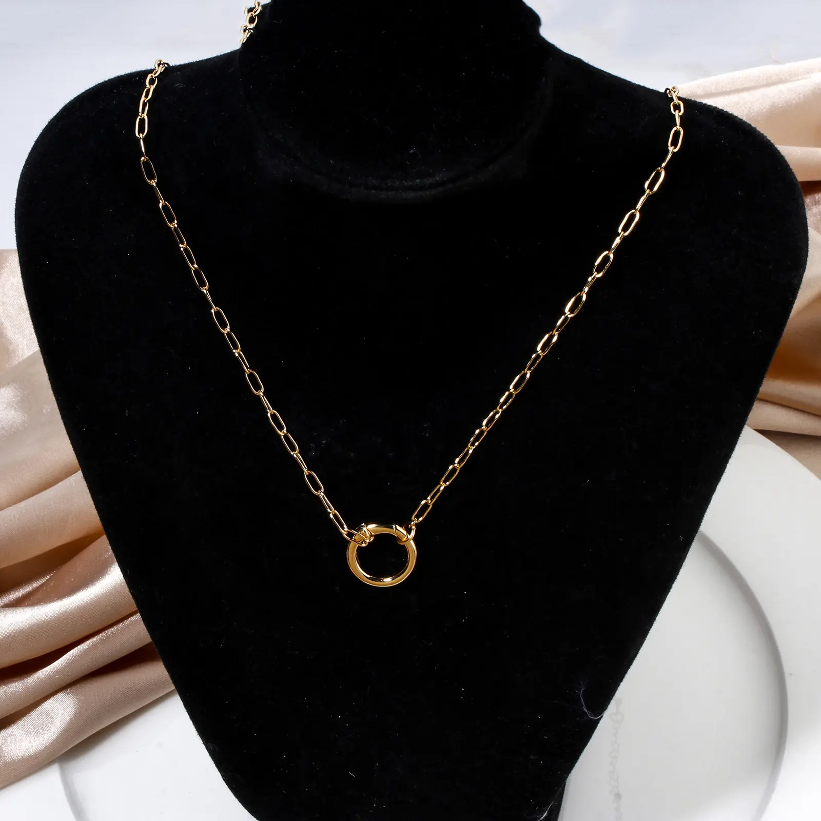 Fashion 304 Stainless Steel Necklace For DIY Jewelry Making Gold Plated With Spring Ring Clasp Necklace Gift, 1PC