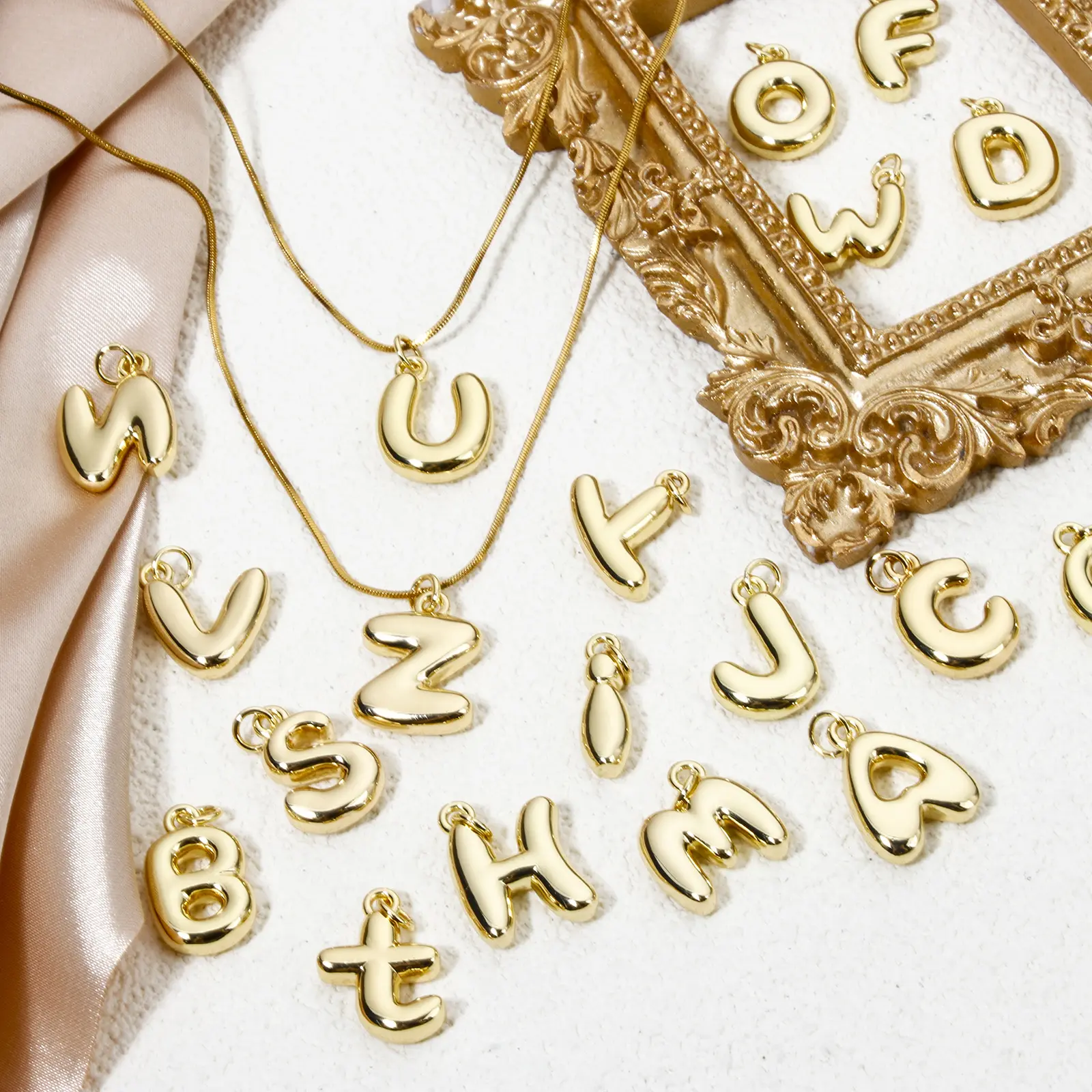 1Pcs English Letter Brass Charms 18K Real Gold Plated Capital Alphabet Initial A-Z Pendant Personalized Jewelry Making Finding