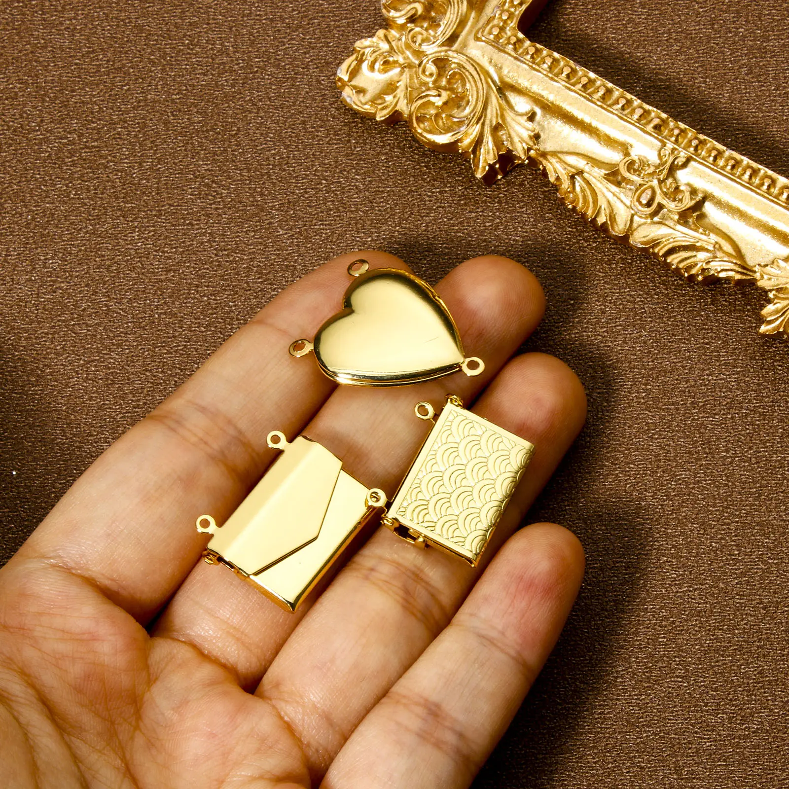 1 Piece Brass Charms 18K Real Gold Plated Can Open Photo Box Envelope Heart Pendants For DIY Necklace Jewelry Making Family Gift